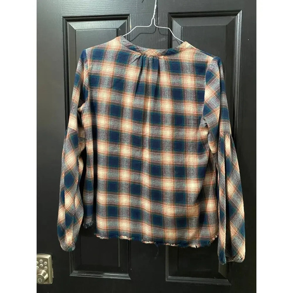 Sundance Dreamer Plaid Henley Raw Hem Flannel Top Size Medium - Picture 5 of 5
